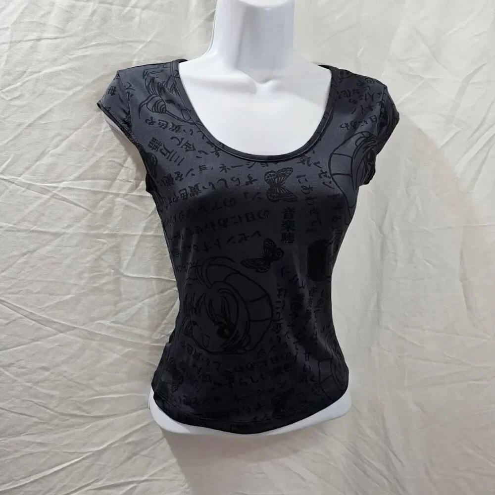 Vintage y2k 90s anime Japan aop baby tee - Picture 2 of 5